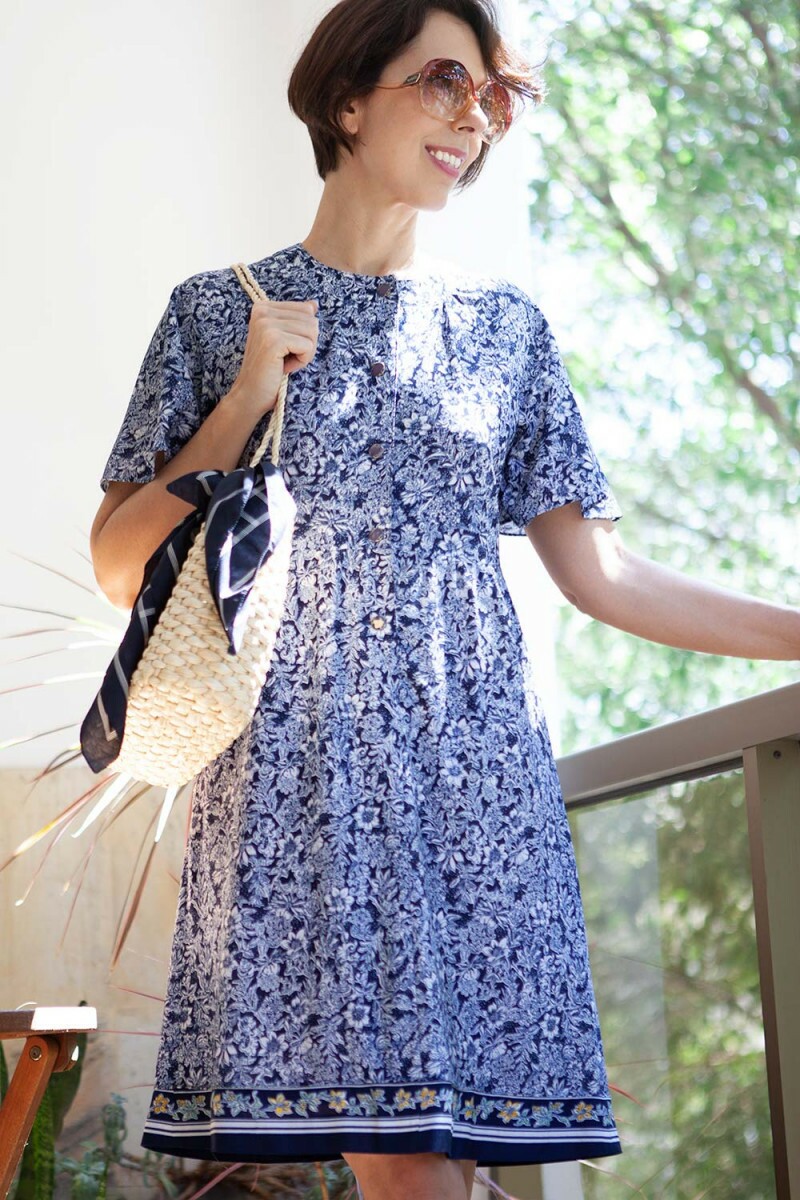 Vestido Vintage Jardim Azul (ESGOTADO)