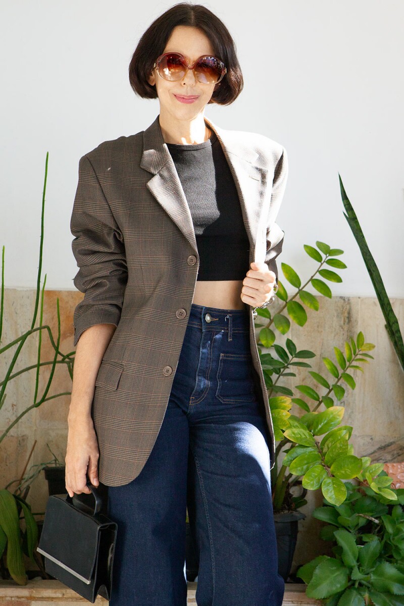 Blazer Vintage Xadrez Chic