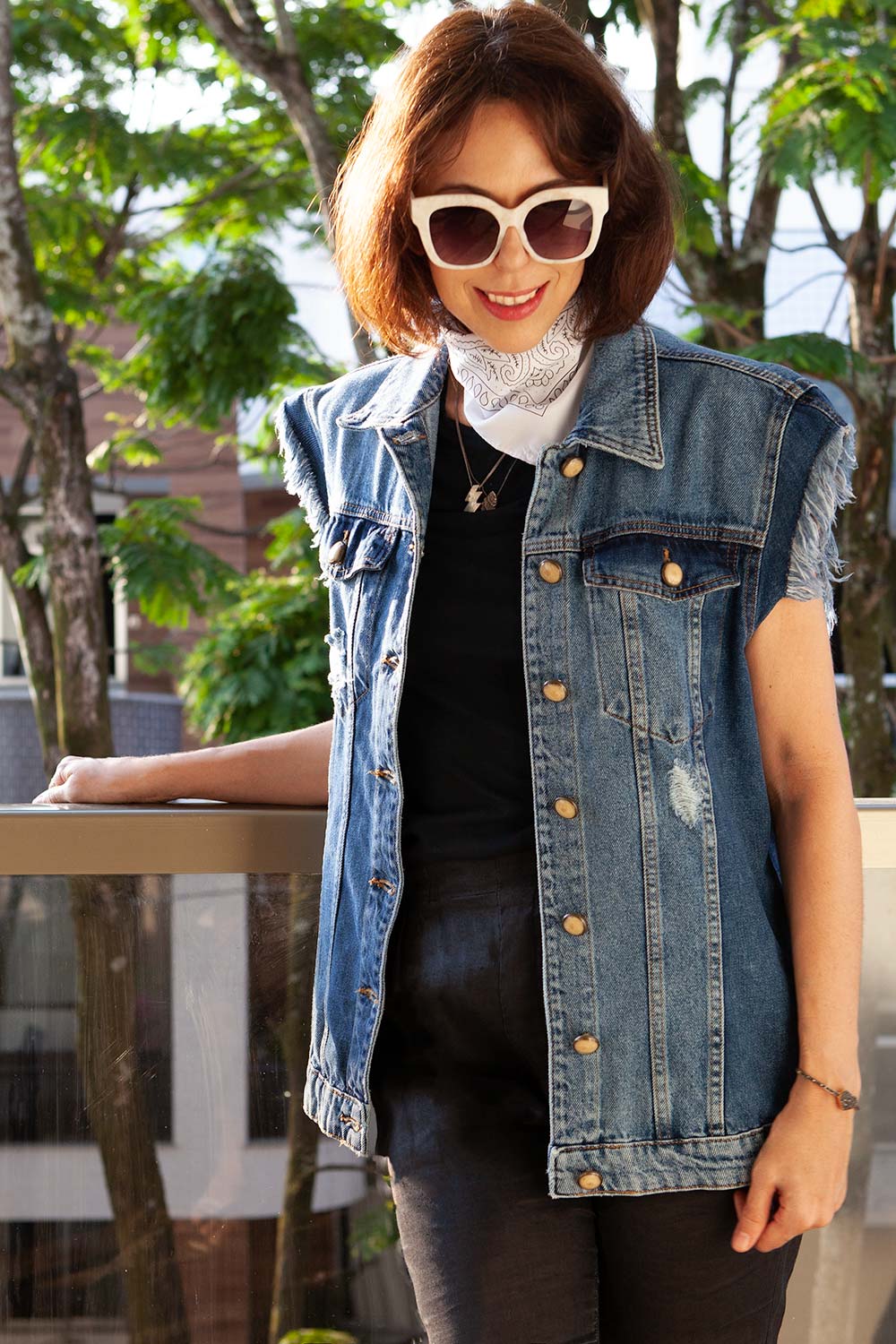 Colete jeans best sale alongado